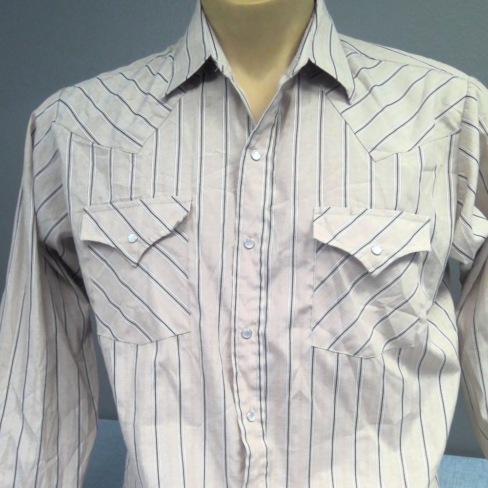 Vintage Ely Cattleman Western Pearl Snap Shirt Long Sleeve Striped Men's Medium